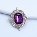 Gold alloy diamond rhinestone button purple acrylic gem DIY bowknot doll accessories - Violet