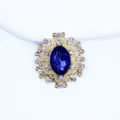 24x26mm alloy oval gold rhinestone button diy handmade bow hair accessory craft supply - Navy Blue