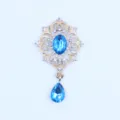 Allooi goud basis blauwe strass hanger DIY kleding jurk decoratief accessoire 49x28mm - Meerblauw