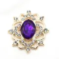 Oval alloy acrylic resin flower tray DIY badge base decorative jewelry pendant making accessories. - Gold Base Dark Purple