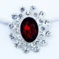 Silver alloy oval red acrylic rhinestone DIY accessory for clothing bag decoration and crafts - Dark Red