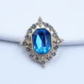 Gold rhombic alloy rhinestone decorative buckle with blue gem for DIY craft and bow accessory - Lake Blue