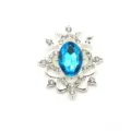 Oval alloy crystal resin flower tray DIY badge holder rhinestone necklace pendant accessory - Silver Lake Blue Rhinestone