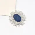 Ovale Legierung Strass Harz Kristall Blumenbasis DIY handgemachte Schmuck Zubehörteile - Marineblau