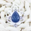 Silver alloy hollow teardrop acrylic decorative button DIY phone case hair accessory - Navy Blue