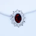 Silver oval rhinestone decorative button, red crystal DIY accessory for shoes and hair bows. - Dark Red