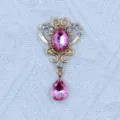 Gold zinc alloy oval pink rhinestone pendant diy hair accessories clothing decoration. - Light Pink