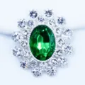 Oval alloy rhinestone DIY craft accessory, green acrylic gem, 25x28mm clothing luggage part. - Dark Green