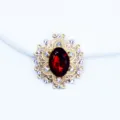 Vintage gold alloy oval rhinestone button with red crystal for DIY sewing craft accessories - Dark Red
