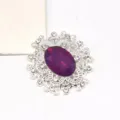 Ovale Legierung Strass Kristall Blumen DIY Basteln Schmuck Zubehör Lila Stein Komponente - Magenta