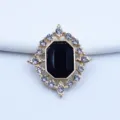 Gold alloy diamond rhinestone flatback button for DIY crafts bows dolls bags accessories. - Black