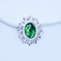 Silver oval alloy acrylic rhinestone decorative buckle DIY clothing hair accessory material - Dark Green