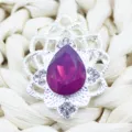 Silver alloy teardrop rhinestone decorative button DIY craft accessory for phone case hair clip. - Plum Red