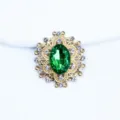 Gold alloy oval green rhinestone button DIY handmade bow hair accessory craft supply. - Dark Green