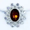 25x28mm oval alloy acrylic rhinestone brooch diy craft clothing luggage accessory jewelry - Dark Coffee