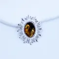 Silver oval alloy acrylic rhinestone decorative buckle DIY shoe hair bow craft material. - Dark Coffee