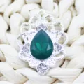Silver alloy hollow teardrop green crystal DIY decorative buckle for phone case accessories - Dark Green
