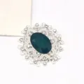 Ovale Legierung Strass Harz Blume DIY Schmuck Komponente Zubehör für Handarbeiten - Dunkelgrün
