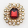 Vintage Legierung Kristall Strass Knopf DIY Kleidung Haarschmuck Roter Edelstein 22x20mm - Dunkelrot