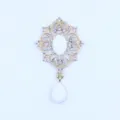 Vintage goudlegering strass hanger met witte ovale steen druppel voor DIY jurk decor. - Steenwit