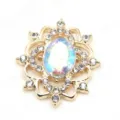 Oval alloy acrylic resin flower tray DIY badge tray pendant jewelry accessory making charm. - Gold Base AB Multicolor