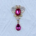 Gold alloy rhinestone oval acrylic pendant DIY accessory for clothing and jewelry making - Plum Red