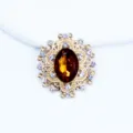 Alloy oval gold rhinestone button DIY handmade bow hair accessory craft embellishment part - Dark Coffee