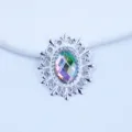 Silver oval alloy acrylic rhinestone decorative button for DIY hair accessories shoes bow - AB Color