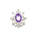 Silver alloy oval rhinestone DIY jewelry pendant finding for handmade crafts and unique props. - Silver Base Light Purple