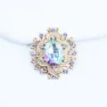 Vintage gold alloy oval crystal rhinestone button for DIY handmade bow hair accessories. - AB Color