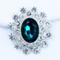 Oval alloy rhinestone acrylic DIY accessory brooch component for apparel and luggage crafting. - Cyan