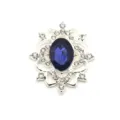 Oval alloy acrylic resin flower base DIY handmade jewelry badge holder necklace pendant - Silver Base Navy Blue