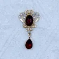Gold alloy rhinestone oval red crystal pendant DIY clothing accessories charm decorative jewelry - Dark Red