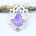 Silver alloy hollow teardrop acrylic decorative buckle for DIY phone case hair accessory - Light Purple