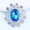 Blue Oval Acrylic Rhinestone Alloy Craft Button DIY Clothing Bag Accessory 25x28MM New - Lake Blue