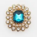 Legierung Kristall Strass Blume Knopf DIY Kleidung Haarschmuck 22x20mm blauer Edelstein - Cyan
