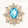 Oval alloy acrylic resin flower base DIY badge holder craft jewelry accessory pendant blue - Gold Lake Blue Rhinestone