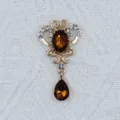 Gold Zinc Alloy Rhinestone Oval Acrylic Pendant DIY Jewelry Accessory Craft Charm - Dark Coffee