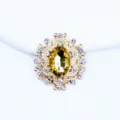 Gold alloy oval rhinestone button DIY handmade bow hair accessory 24x26mm shiny crystal - Light Coffee