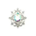 Silver oval alloy acrylic resin flower tray DIY badge base rhinestone pendant jewelry accessory - Silver Back Crystal AB