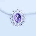 Silver oval alloy acrylic rhinestone charm for DIY bow hair accessories and clothing. - Light Purple