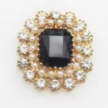 Legierung Kristall Strass Blumenknopf DIY Brosche dekoratives Zubehör in Schwarz und Gold. - Schwarz