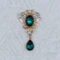 Zinc alloy gold rhinestone oval acrylic pendant DIY clothing hair accessories crystal jewelry - Cyan