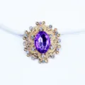 Gold oval alloy rhinestone button, purple crystal DIY handmade hair bow accessories part. - Light Purple