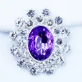 Oval alloy rhinestone purple crystal brooch button craft DIY accessory for clothing. - Light Purple