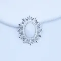 Silver oval alloy acrylic rhinestone decorative button DIY shoe clothing hair bow accessory - Stone White