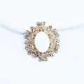 Gold alloy oval rhinestone floral base button diy bow hair accessory jewelry component 24x26mm - Stone White