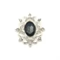 Oval alloy rhinestone flower tray DIY craft jewelry accessory pendant for handmade badge base. - Silver Base Grey