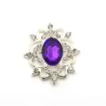 Oval purple rhinestone alloy DIY flower tray pendant handmade jewelry accessory component - Silver Base Dark Purple