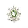Oval green gemstone alloy rhinestone DIY flower tray pendant accessory for handmade crafts jewelry. - Silver Light Green